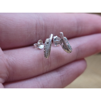 Echt zilveren oorbel stekers veertje 